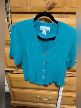 Teal Button-Front Women’s Top